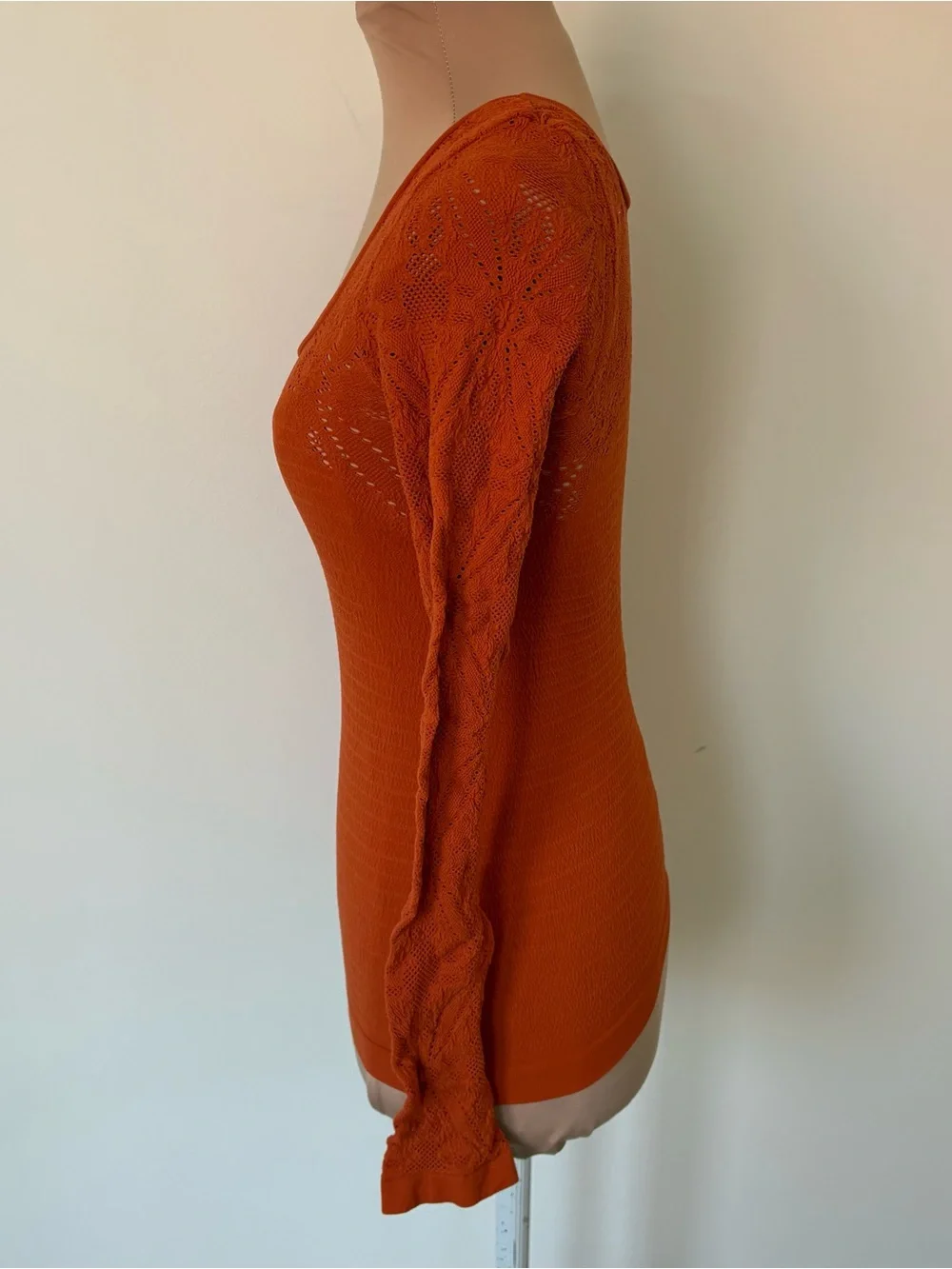 Free People Intimately So Many Likes Knit Long Sleeve Orange Seamless Top XS/S